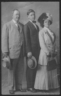 A picture postcard of Tom, Anna and Tom Jr. Lindley, ca. 1910.