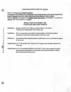 99-10-9 Resolution to Endorse the "Take Back the Night March"