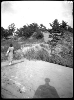 Mrs. Dudley, back view, on Dunes