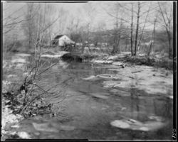 Greasy Creek, winter, Stinson cabin in distance