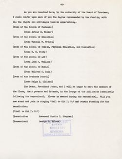 "Commencement Exercises." -Auditorium February 7, 1954