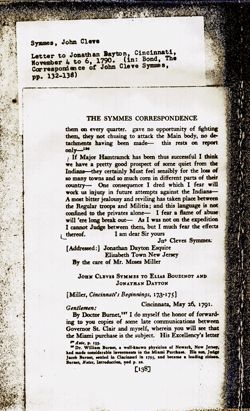 The Correspondence of John Cleves Symmes: Founder of the Miami Purchase, edited by Beverley W. Bond, Jr., pp. 132-138.