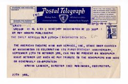 25 September 1943: To: Roy W. Howard. From: American Theater Wing War Service.