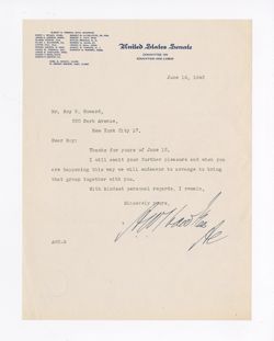 15 June 1943: To: Roy W. Howard. From: Albert W. Hawkes.