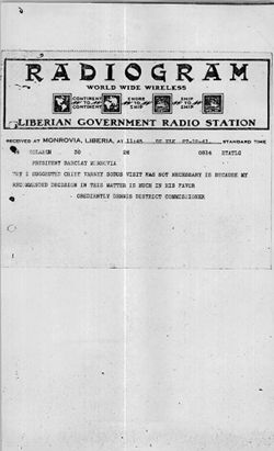 Western Province Voinjama-Kolahun District Radiograms, July-December 1941