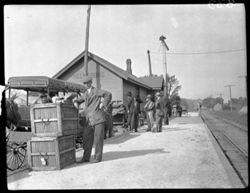 Hohenberger at Helmsburg depot, Berry negative