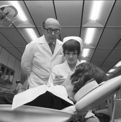 Dr. Alfred Fromm with IU South Bend dental student, 1970s