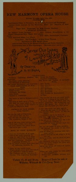 The Seven Old Ladies of Lavendar Town, performed on 1901, Jun 24