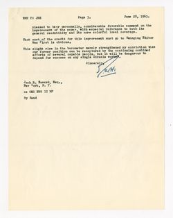 28 June 1963: To: Jack R. Howard. From: Roy W. Howard.