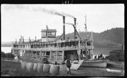 Steamboat "Loucinda," Madison, In, June 12, 1910, 2 p.m., showing unloading barrels for Susquehana distillery