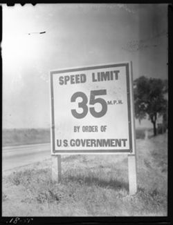 Highway speed sign--35 miles--2 negs