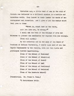 "Notes for Remarks at Commencement Exercises." -Indiana University June 2, 1941