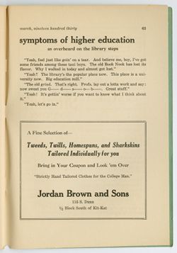 "Symptoms of Higher Education", "As Overheard on the Steps of the Library",