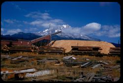 Mt. Shasta seen from McCloud Lumber Co. Mill at McCloud, Calif.