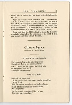"Chinese Lyrics," Translated by Robert Huang