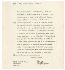 10 July 1923: To: Roy W. Howard. From: William W. Hawkins.