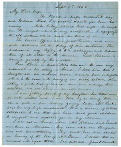James Penn Bennett, [Union Army] to wife, New Harmony., 1862, Sept. 1