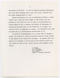 49: Memorial Resolution for Hermann Joseph Muller, ca. 06 June 1967