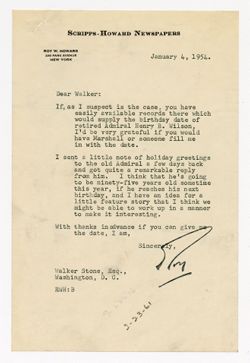 7 January 1954: To: Ben Foster, Jr. From: Marshall Coles.