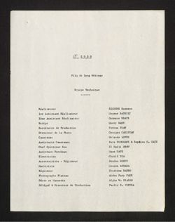 Synopsis and lists of cast and crew, undated