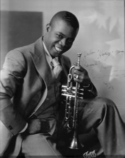 Portrait of Louis Armstrong.