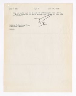 18 June 1949: To: William W. Hawkins. From: Roy W. Howard.
