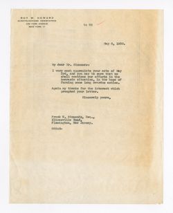 8 May 1950: To: Frank W. Simmonds. From: Roy W. Howard.