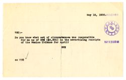 12 May 1930: To: William G. Chandler. From: Roy W. Howard.