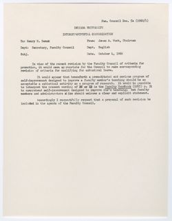 05a: Reply by Professor Work on the Qualifications for Sabbatical Leave, ca. 29 November 1960