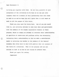 Statement to Alumni Legislative Council, 11 Jan 1978
