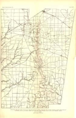 Geological map of Ripley County and adjacent Decatur County, outlining the eastern border of the upper Silurian (excepting east of Laughery Creek), and also the lower Silurian areas along the western creeks
