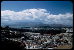 View NNW across Kezar stadium and Golden Gate Park toward Mt. Tamalpais from Clarendon + Twin Peaks Ave. San Francisco.