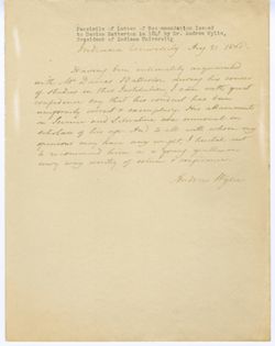Letter of recommendation for Davies Batterton (AB 1847) written by Andrew Wylie, 21 August 1848