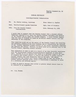 16: Letter from Dean Shaffer about the Student Affairs Committee, 10 February 1966