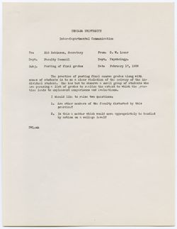 Policy of Posting Final Grades with Names, 17 February 1956