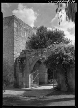 Gate at Alamo, with lantern