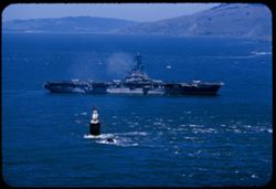 Attack Carrier USS Kearsarge entering Golden Gate with First Fleet