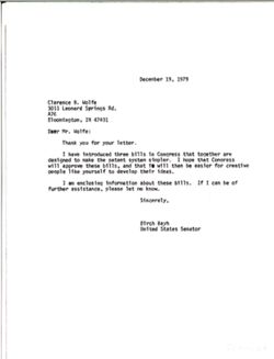Letter from Birch Bayh to Clarence B. Wolfe, December 19, 1979