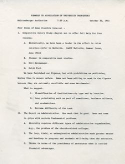 "Remarks American Association of University Professors." -Whittenberger Auditorium October 30, 1961