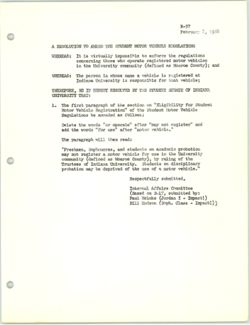 R-57 Resolution to Amend the Student Motor Vehicle Regulations, 08 February 1968