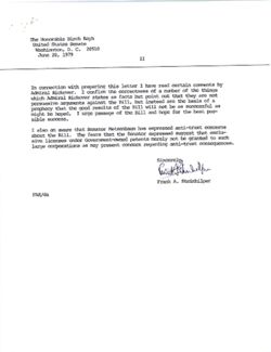 Letter from Frank A. Steinhilper to Birch Bayh, June 20, 1979