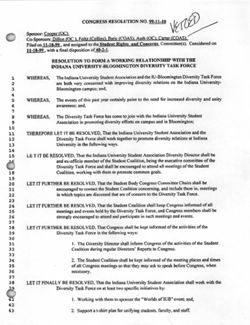 99-11-10 Resolution to Form a Working Relationship with the IUB Diversity Task Force