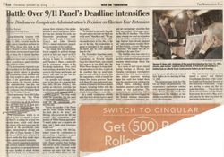 Clipping: Dan Eggen, "Battle Over 9/11 Panel’s Deadline Intensifies," Washington Post, January 29, 2004