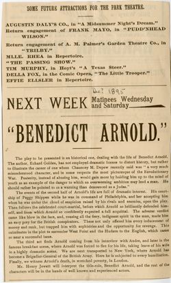 Newspaper clipping, Benedict Arnold, 1895