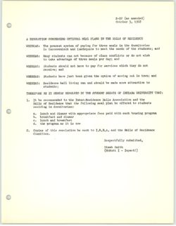 R-22 Resolution Regarding Lunch Returns, 02 October 1968