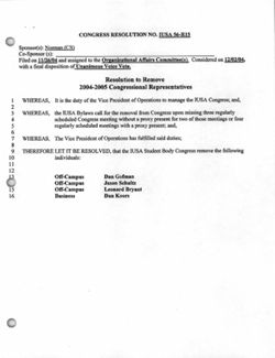 IUSA56-R15 Resolution to Remove 2004-2005 Congressional Representatives