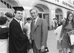 IU South Bend graduate outside the Morris, 1972-05-14