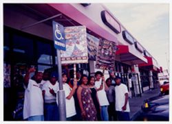 Michael Nixon's street team picketing in front of VIP Records on Slauson Ave.