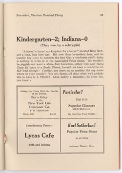 "Kindergarten- 2; Indiana- 0,", "(They won by a safety-pin)",