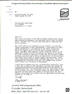 Letter from Geoffrey Stanford to Birch Bayh, January 25, 1979